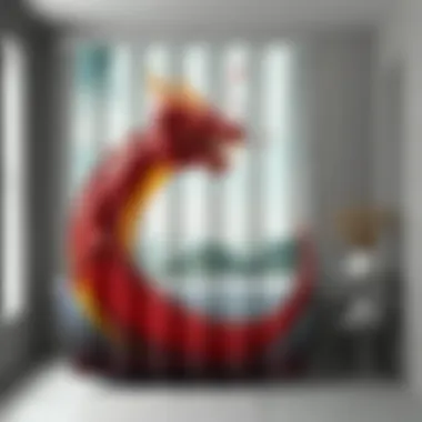 Dragon Shower Curtain in Modern Setting A modern bathroom showcasing a dragon-themed shower curtain in use
