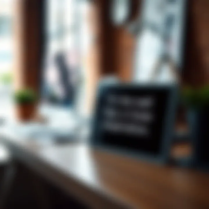 Designing for Inspiration Close-up of a modern desk sign with motivational quote