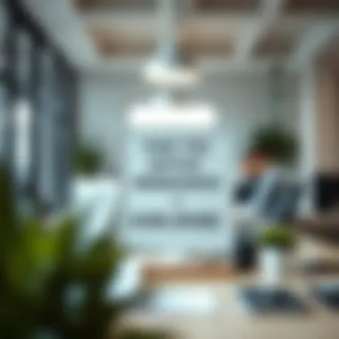 Inspiring Office Environment Motivational desk sign in a bright office setting