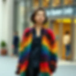 A vibrant multicolor duster cardigan draped elegantly over a stylish outfit