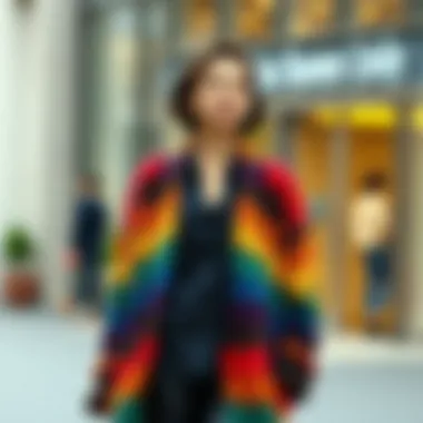 A vibrant multicolor duster cardigan draped elegantly over a stylish outfit