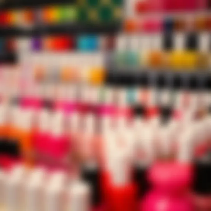 Colorful Nail Polish Collection Diverse array of nail polish in a chic display