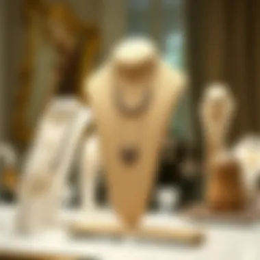 Elegance in Jewelry Display Elegant necklace display stand showcasing a variety of necklaces