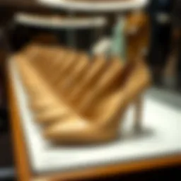 Elegant nude leather pumps on display showcasing their design