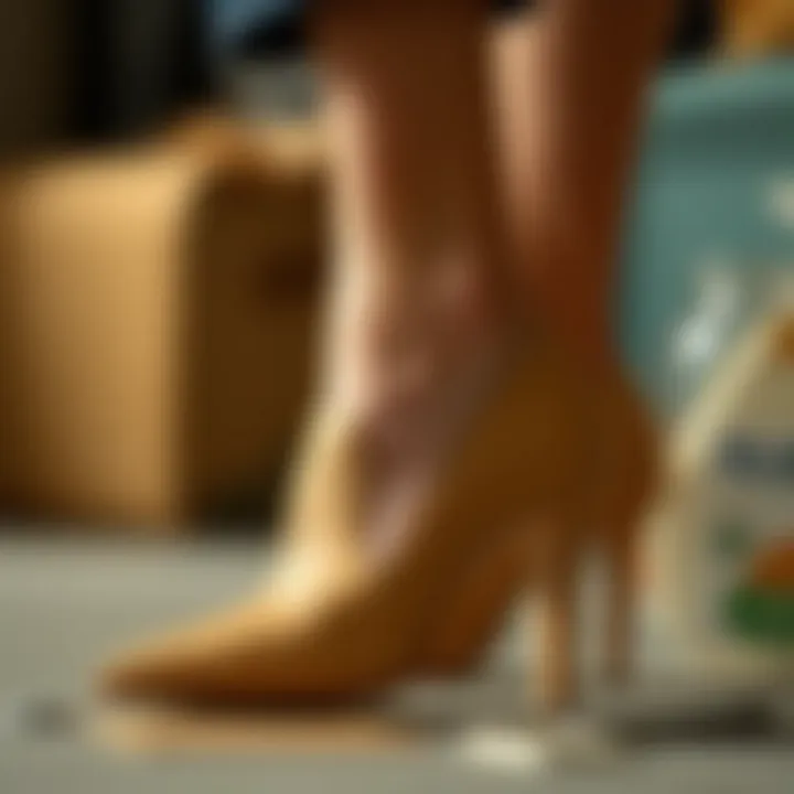 Artistry in Craftsmanship of Nude Leather Pumps Close-up of nude leather pump detailing and craftsmanship