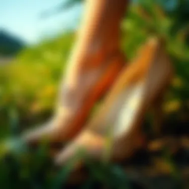 Elegance of Nude Leather Pumps in Nature Nude leather pumps in a natural setting, emphasizing their elegance