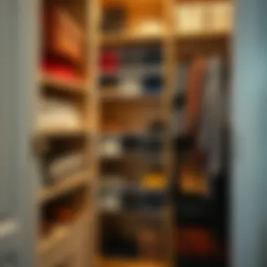 A compact closet featuring innovative clear stacking shoe storage solutions