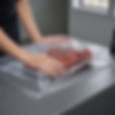 Demonstration of the vacuum sealing process for clothing items