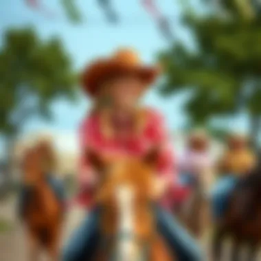 Fun outdoor activities like horseback riding and line dancing
