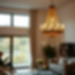 Elegant pull cord chandelier enhancing a modern living space