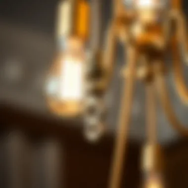 Close-up of a stylish pull cord mechanism on a chandelier