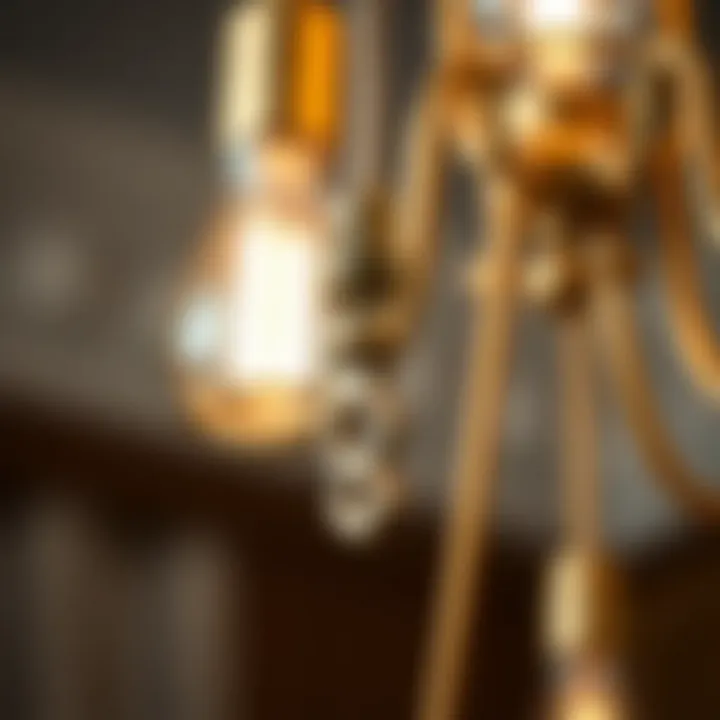 Close-up of a stylish pull cord mechanism on a chandelier