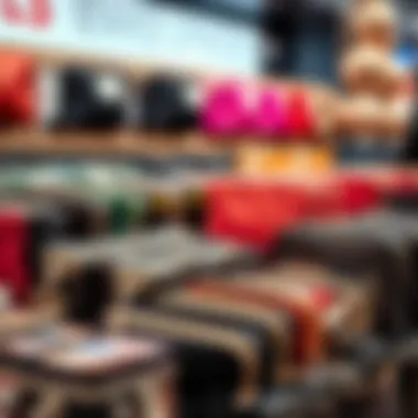 Various small makeup bags in bulk displayed for retail.