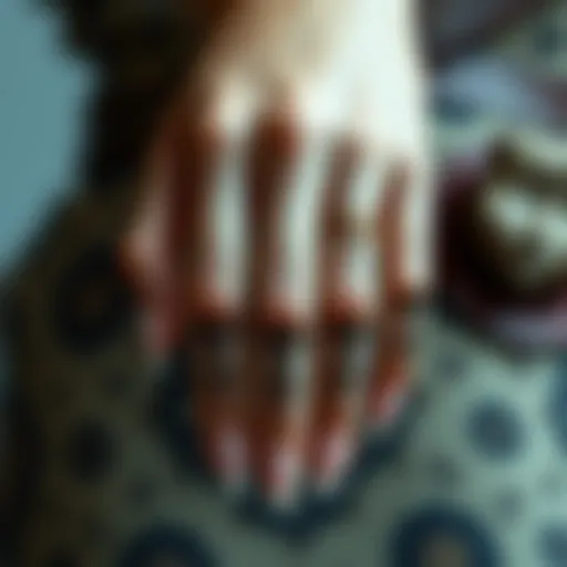 Intricate Nail Art Design on Realistic Model Detailed close-up of a realistic fake model showcasing intricate nail art design