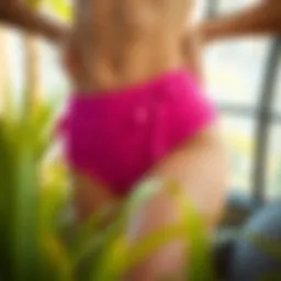 Stylish retro high waist ruched swim bottom featuring vibrant colors