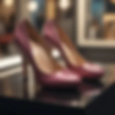 Elegant round toe pumps in wide width on a display