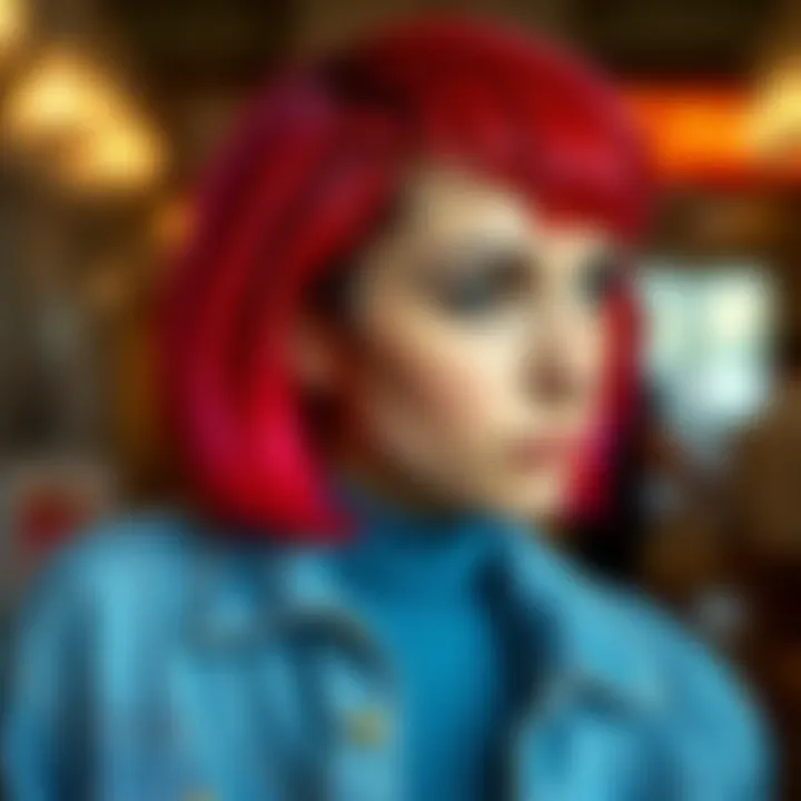 Bold Temporary Hair Color Transformation A stylish individual showcasing a bold, temporary hair color transformation.