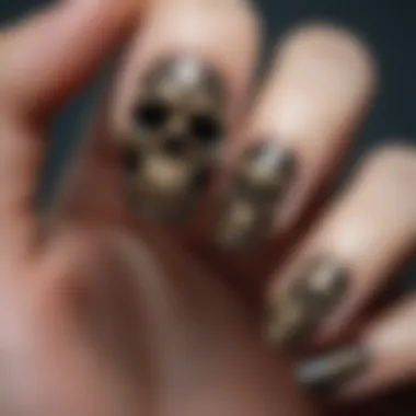 Diverse skull nail sticker designs showcasing intricate patterns and styles