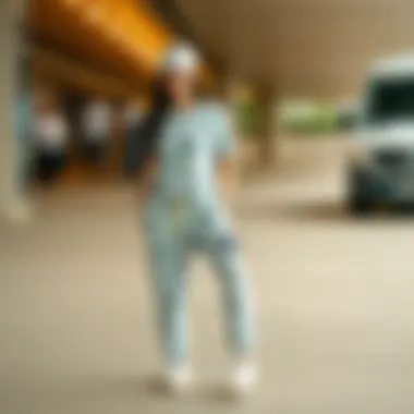 A stylish outfit featuring funny pajama pants paired with casual accessories.