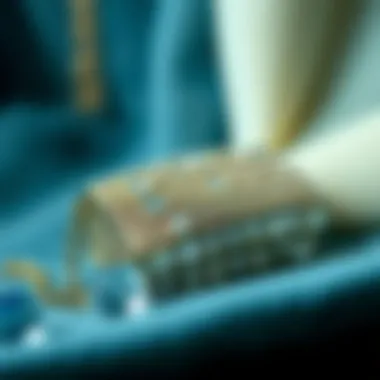 A collection of sustainable materials used in the crafting of luxury crystal evening bags, emphasizing eco-friendliness.