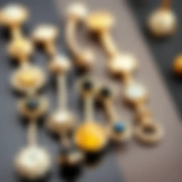 Diverse Designs of Clip-On Belly Button Rings Elegant clip-on belly button rings displayed in a variety of styles