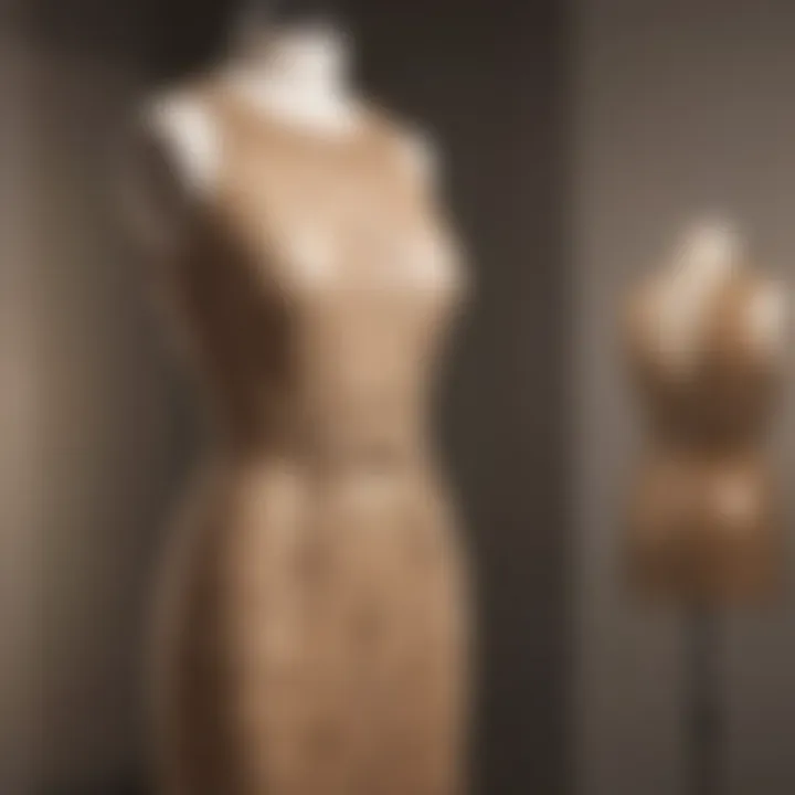 Trendy champagne dress displayed on a stylish mannequin