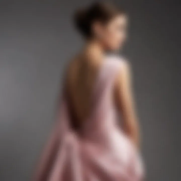 A close-up of luxurious fabric draping in a backless design