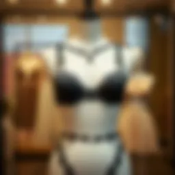 Elegant harness lingerie showcased on mannequin