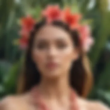 Modern fashion scene integrating Hawaiian flower hair adornments