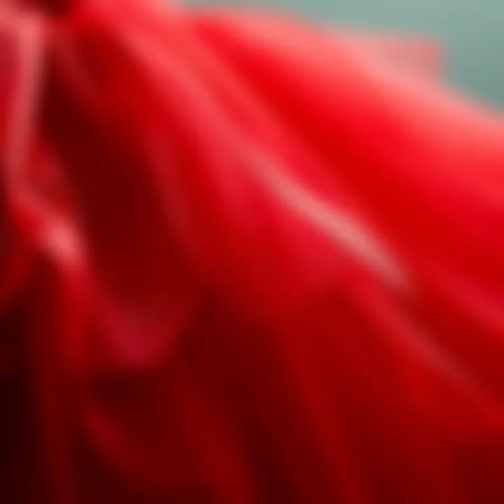 Close-up of red tutu fabric showcasing texture