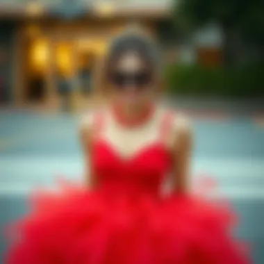 Stylish red tutu paired with fashionable accessories