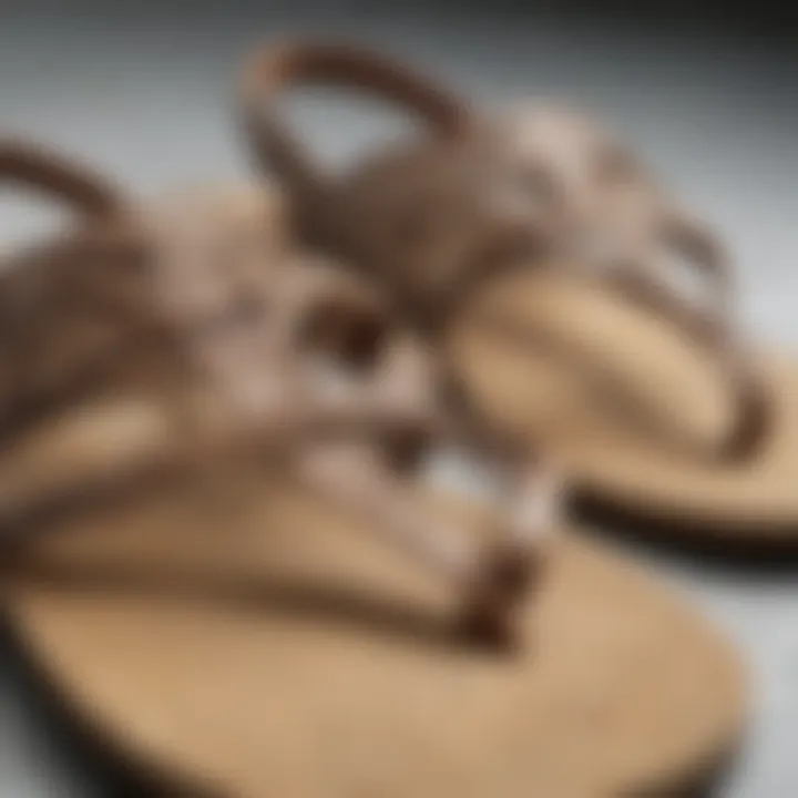 Close-up of high-quality materials used in thong sandals