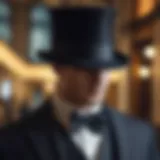 Elegant top hat resting on a vintage suit jacket