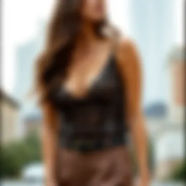 Lace Top and Trousers Combination Chic lace top paired with tailored trousers