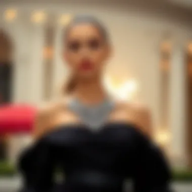 Off-Shoulder Elegance Sophisticated off-shoulder top with statement necklace