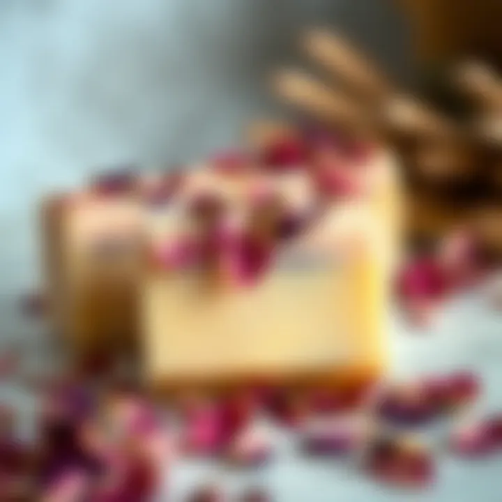 Aesthetic display of soap bars adorned with dried petals