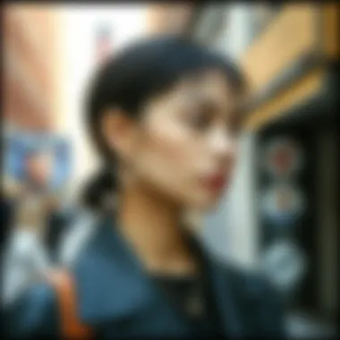 Fashionable individual showcasing minimalist earrings in an urban setting