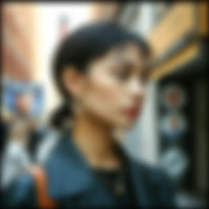 Fashionable individual showcasing minimalist earrings in an urban setting