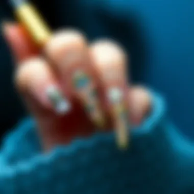 Intricate Nail Art: Techniques and Brush Usage An elegant display of intricate nail art designs showcasing brush techniques