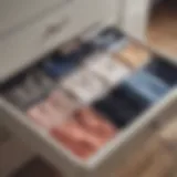 Neatly organized undergarments in a drawer