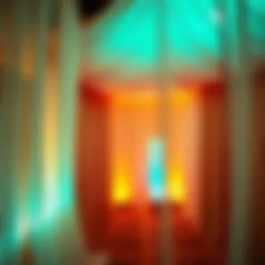 Creating Ambiance with Draped Fabrics and Lighting Atmospheric lighting complemented by draped fabric elements