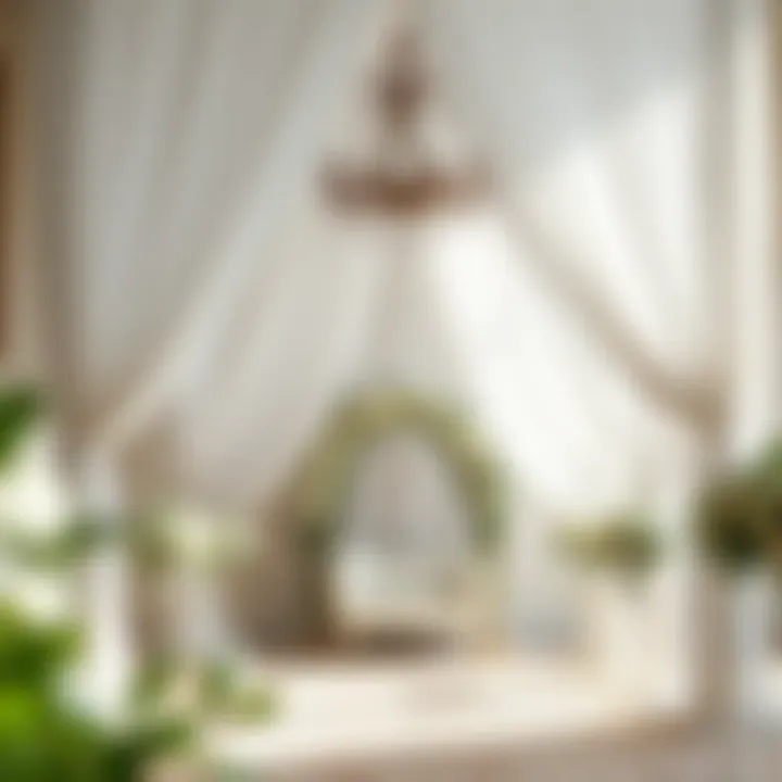 Sheer Drapes Enhancing Wedding Altar Elegant sheer drapes framing a wedding altar