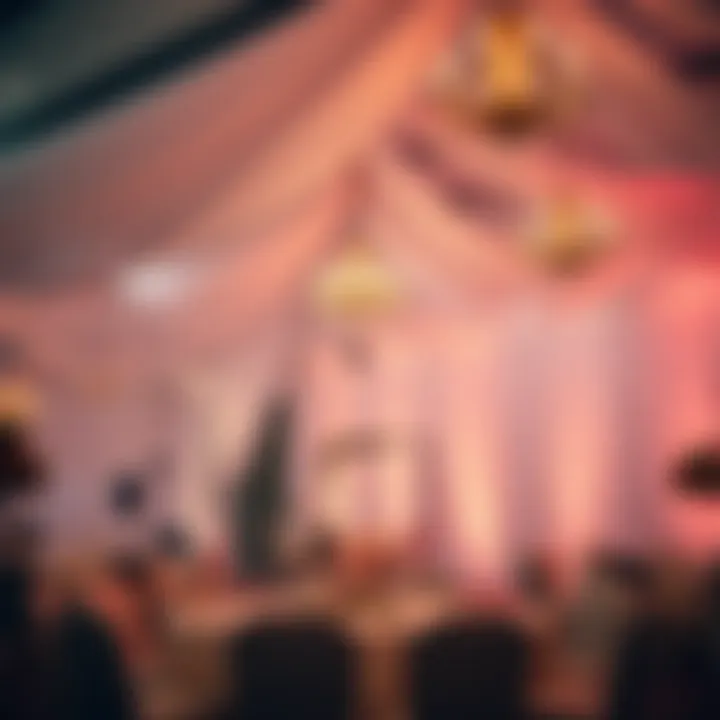 Reception Hall Adorned with Sheer Drapes Beautifully arranged sheer drapes in a reception hall