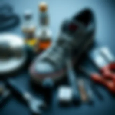 Essential Tools for Sneaker Repair DIY sneaker repair tools and materials arranged