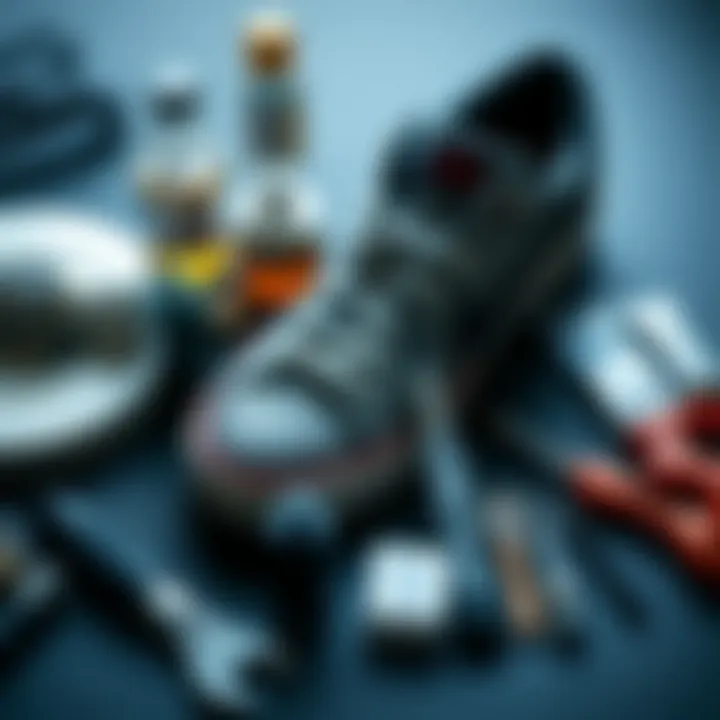 Essential Tools for Sneaker Repair DIY sneaker repair tools and materials arranged