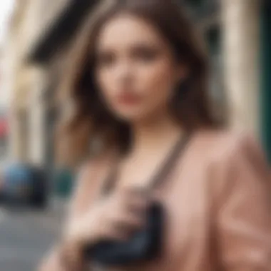 Stylish Accessorized Look A stylish individual accessorized with a large shoulder purse.