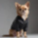 Stylish small dog wearing a bodysuit