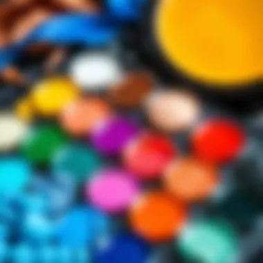 A variety of UV resin top coat colors and textures displayed artistically