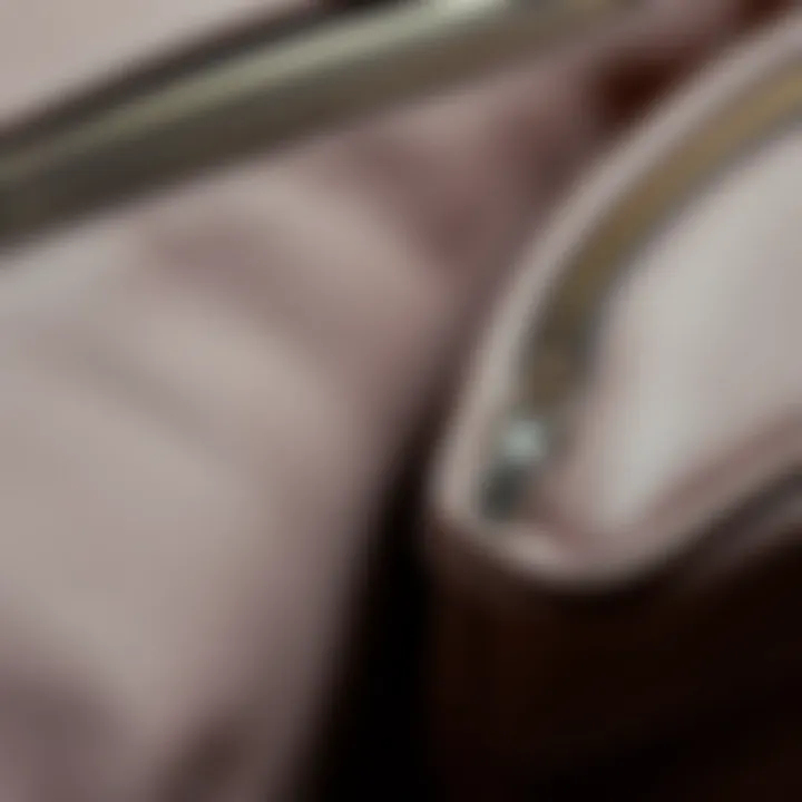 Close-up of luxurious materials used in makeup bags