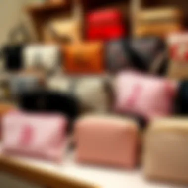 Stylish variety of initialled makeup bags on display